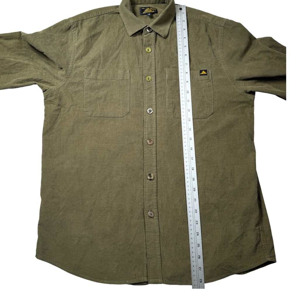 Le Mont St Michel Corduroy Olive Button Down Shirt Men's Small-Missing Buttons - Picture 11 of 12